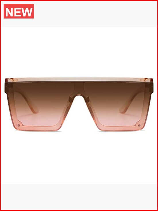 Square Big Sunglasses Thick Frame Flat Top Mirrored UV400 Protection Goggle main image 5
